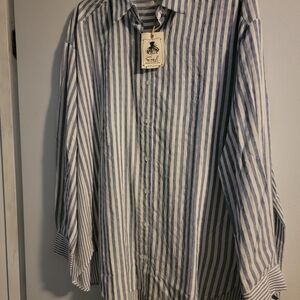 Striped Blue and White Button Down Shirt